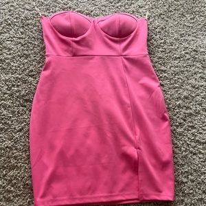 barbie pink strapless dress